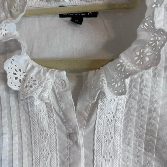 J. Crew White Eyelet Lace Blouse - Picture 2 of 11